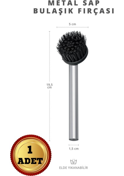 Mini Boy Metal Saplı Çok Amaçlı Pratik Bulaşık ve Lavabo Temizlik Fırçası 1 Adet