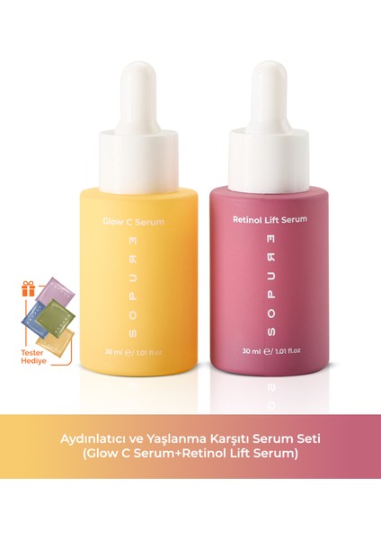 Aydınlatıcı C Vitamini Serum ve Retinol Serum Seti(Glow C Serum+Retinol Lift Serum)