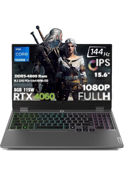 Loq 15IRX9 Intel Core I7 13650HX 16GB 2tb SSD Rtx 4060 8gb (115W) 15.6" Fhd 144HZ IPS Panel Freedos Taşınabilir Bilgisayar 83DV011HTRBS7