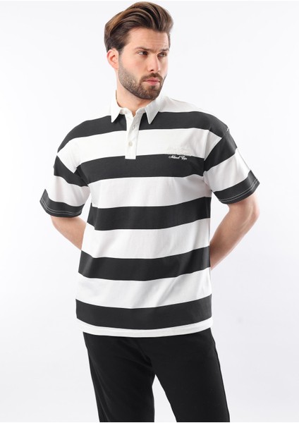 Siyah Oversize Renk Bloklu Polo Yaka Tişört E7120 fiyatları