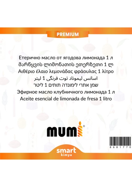 Premium Çilekli Limonata Mum Esansı 1 Litre