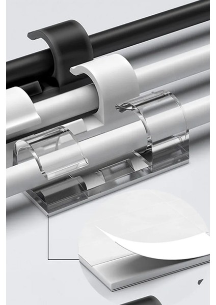 Şeffaf Kablo Düzenleyici 20'li Paket Şeffaf Yapışkanlı Organizer Şeffaf Kablo Düzenleyici