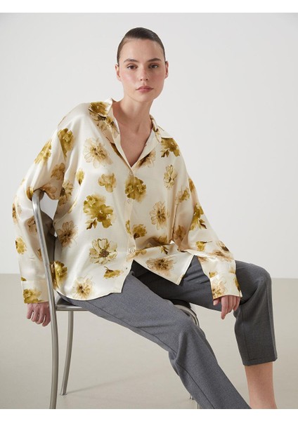 Çiçekli Oversize Kadın Gömlek