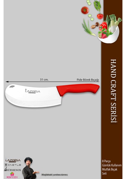 Hand Craft Pro Serisi Mutfak Bıçak Seti 8 Parça Et Ekmek Sebze Salata Börek Bıçağı (Mfp-8lzk)