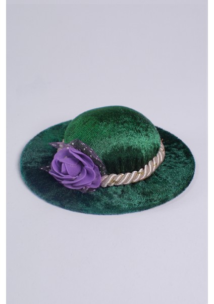 Zümrüt Eşarp Şal Iğnedanlık Kadife Çiçekli Şapkalı 5002_37