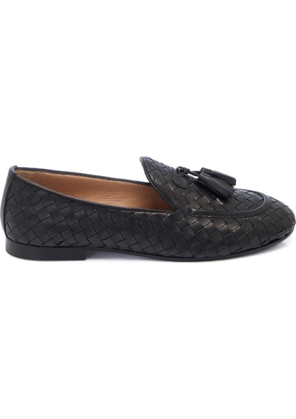 Siyah Hakiki Süet Deri Kadın Loafer - K25I1AY68040-A23