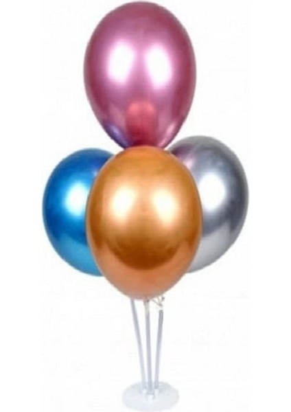 LED Işıklı Süsleme Paketi 2 Adet 4 Lü Masa Üstü Balon Standı 8 Adet Renkli Balon 2 Adet Peri LED