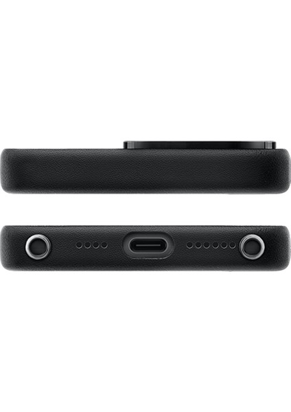 iPhone 15 Pro Kılıf Magsafe Şarj Özellikli Standlı Suni Deri Dancing Circle Serisi Siyah