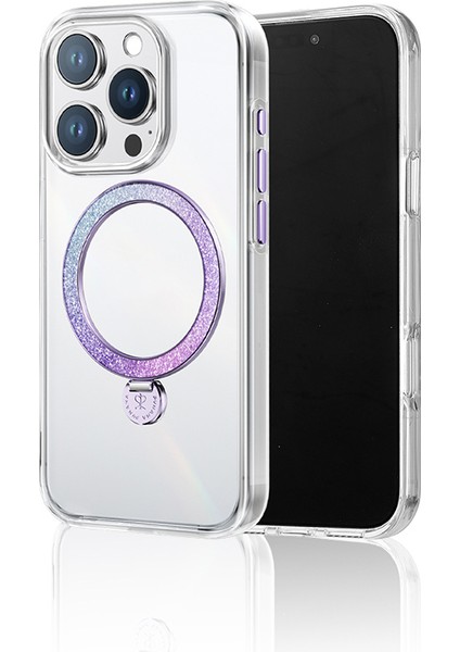 iPhone 16 Pro Max Kılıf Magsafe Şarj Özellikli Standlı Dancing Streamer Serisi Kapak Mor