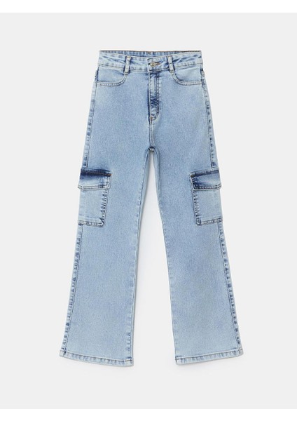 Beli Ayarlanabilir Lastikli Kız Çocuk Kargo Jean Pantolon