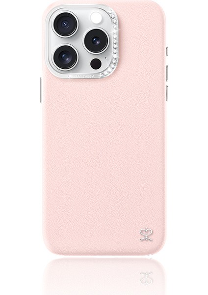 iPhone 16 Pro Kılıf Magsafe Şarj Özellikli Suni Deri Tasarımlı Starry Serisi Kapak Pembe