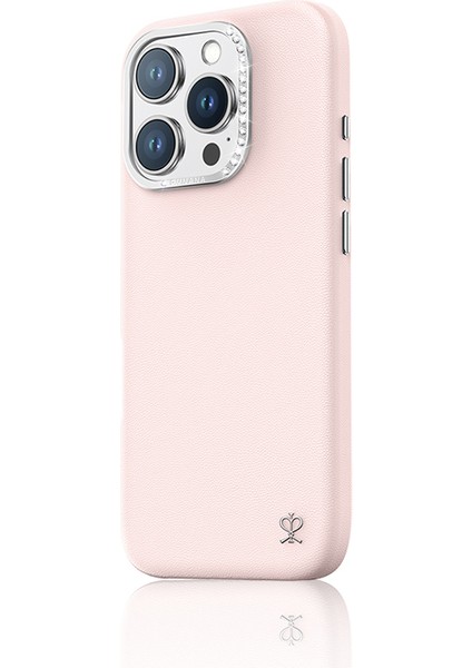 iPhone 16 Pro Kılıf Magsafe Şarj Özellikli Suni Deri Tasarımlı Starry Serisi Kapak Pembe
