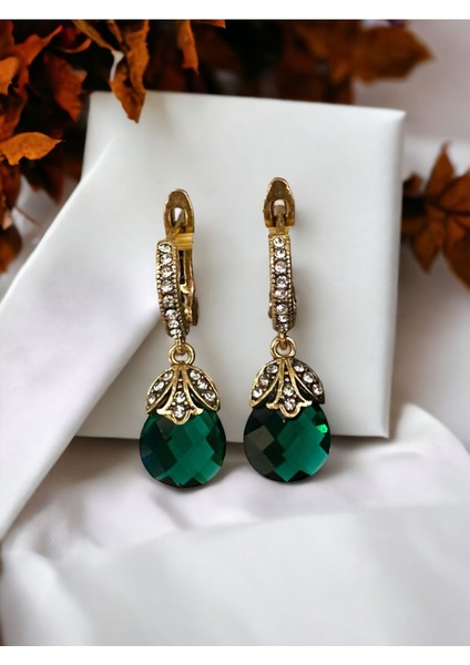 Mor Zirkon Taşlı Kedi Gözü Küpe