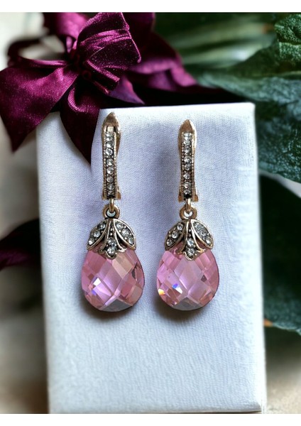 Mor Zirkon Taşlı Kedi Gözü Küpe