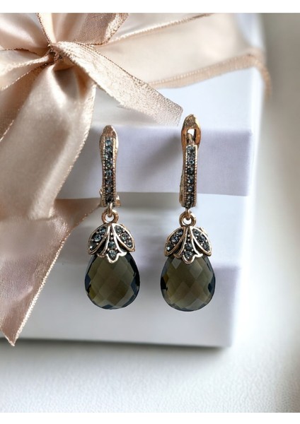 Mor Zirkon Taşlı Kedi Gözü Küpe