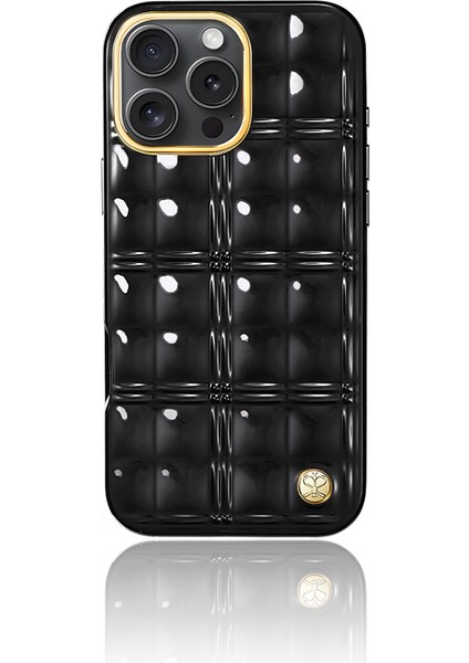 iPhone 16 Pro Kılıf Askı Aparatlı Metal Grid Kapak Siyah