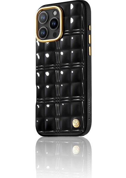 iPhone 16 Pro Kılıf Askı Aparatlı Metal Grid Kapak Siyah