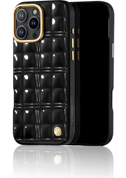 iPhone 16 Pro Kılıf Askı Aparatlı Metal Grid Kapak Siyah