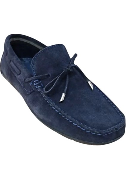 42705 Erkek Deri Loafer Ayakkabı Nubuk Lacivert