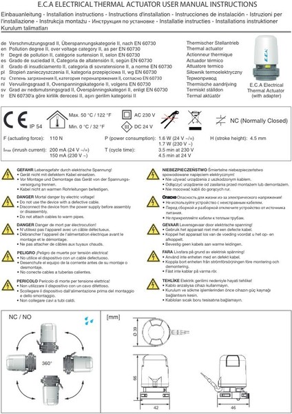 . Termal Kontrol Vana Motoru 230V , Nc-Aktuatör-Yerden Isıtma Valfleri Için-Fan Coil Motorlu Vanaları Için fiyatları