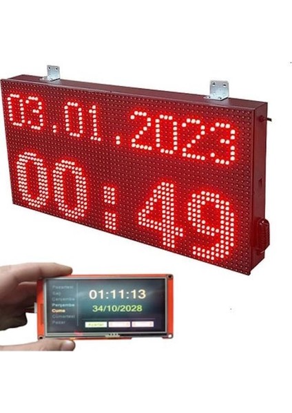 Sanec Dokunmatik Ekran Kumandalı Ayarlı Fabrika Atölye Saati Alarmlı (Kasa Ölçüsü 32X64 cm)