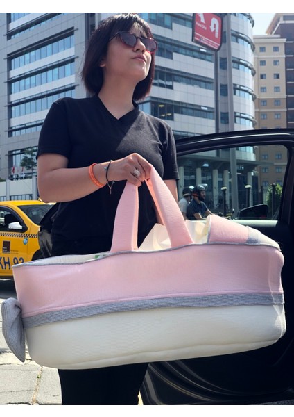 Sema Baby Portbebe Yenidoğan Bebek Yatağı - Ekru/Pembe