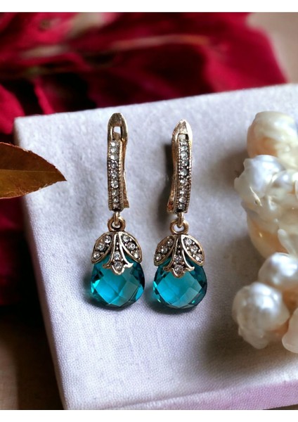 Mor Zirkon Taşlı Kedi Gözü Küpe