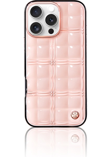 iPhone 16 Pro Kılıf Askı Aparatlı Metal Grid Kapak Pembe