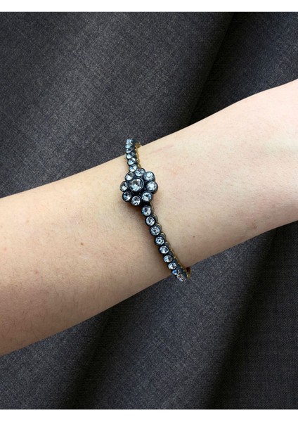 Zirkon Taşlı Papatya Kelepçe Bileklik