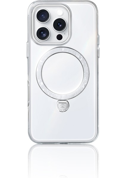 iPhone 16 Pro Max Kılıf Magsafe Şarj Özellikli Standlı Dancing Streamer Serisi Kapak Beyaz
