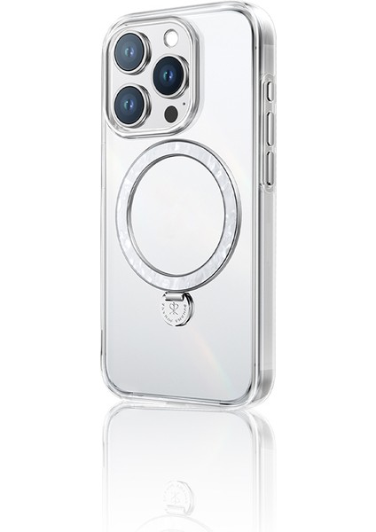 iPhone 16 Pro Max Kılıf Magsafe Şarj Özellikli Standlı Dancing Streamer Serisi Kapak Beyaz
