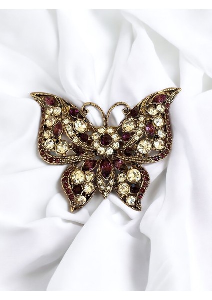 Yakut Swarosvki Taşlı Kelebek Broş fiyatları
