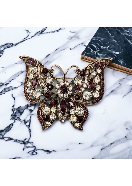 Yakut Swarosvki Taşlı Kelebek Broş fırsatları