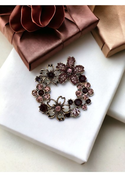 Çiçek Çelenk Broş