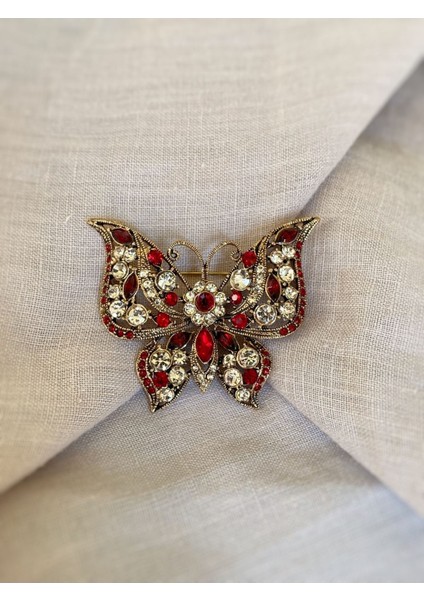 Yakut Swarosvki Taşlı Kelebek Broş fiyatları