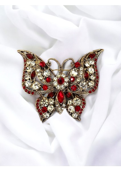 Yakut Swarosvki Taşlı Kelebek Broş modelleri