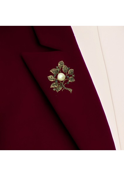 Turkuaz Taşlı Ağaç Figürü İnci Broş fiyatları