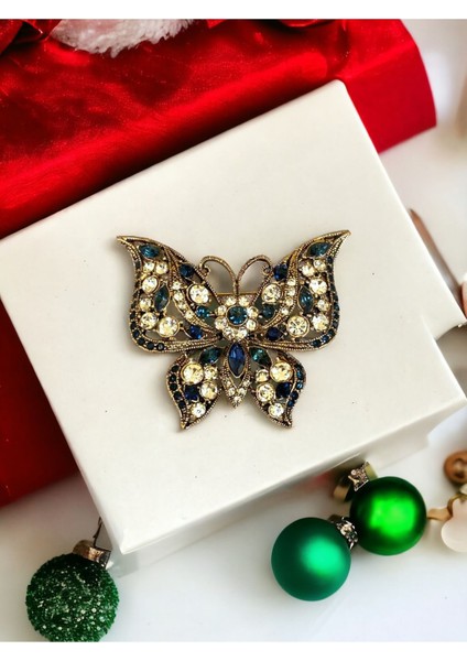 Yakut Swarosvki Taşlı Kelebek Broş