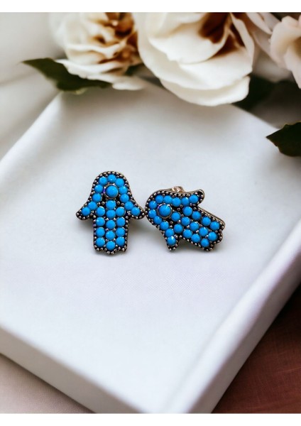 Turkuaz Taşlı Fatma Ananın Eli Küpe