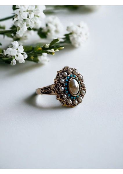 İnci ve Turkuaz Taş Detaylı Yüzük fiyatları