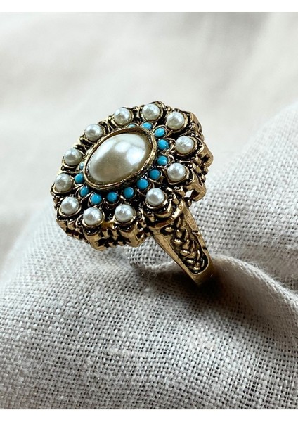 İnci ve Turkuaz Taş Detaylı Yüzük fırsatları