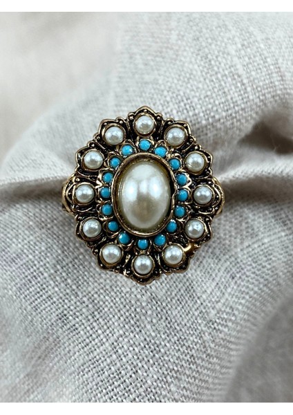 İnci ve Turkuaz Taş Detaylı Yüzük indirimleri