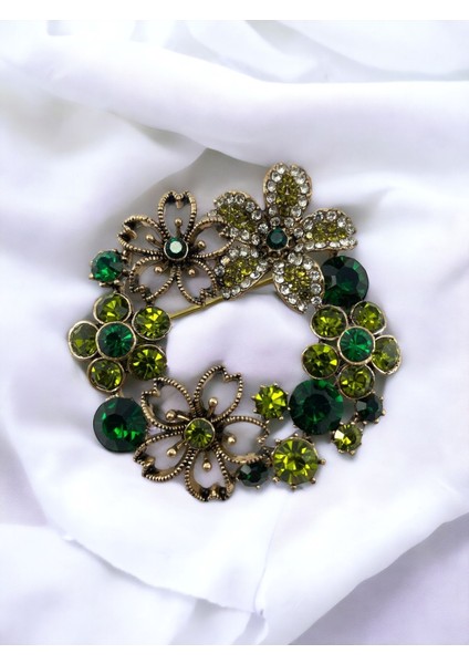 Çiçek Çelenk Broş