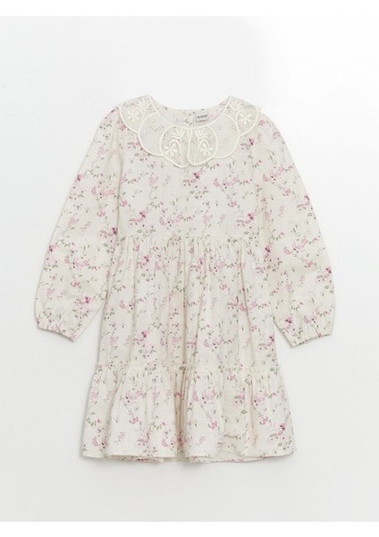 Bebe Yaka Çiçekli Kız Çocuk Elbise