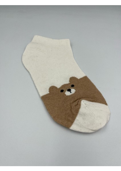 4 Çift Ayıcık Desenli Kadın Kısa Pamuk Patik Çorap Terletmeyen 4 Farklı Desen Bayan Çorap modelleri