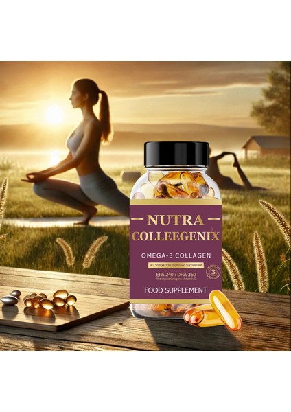 Omega-3 Fish Oil 90 Softgel x 1000MG, Balık Yağı, Hidrolize Kolajen & Vitamin C