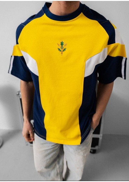 Sarı Lacivert Beyaz Figürlü Tişört - Sarı Lacivert T-Shırt fiyatları