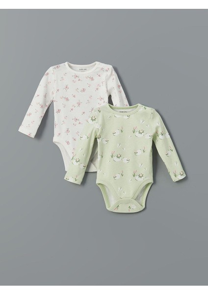 Baskılı Kız Bebek Çıtçıtlı Body 2'li