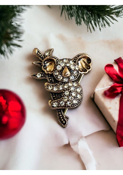 Black Diamond Taşlı Koala Broş