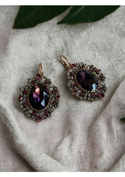 Yakut Kırmızı Zirkon Taşlı Küpe